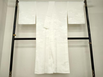 平和屋着物●長襦袢　袷　雲重ね花地紋　白色　洗える着物　AABH5872ck