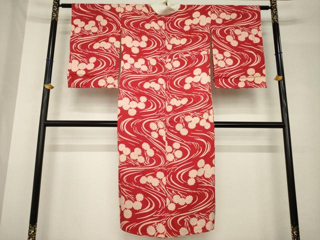 平和屋着物●アンティーク　大正ロマン　長襦袢　袷　流水花文　正絹　逸品　AABH5873ck