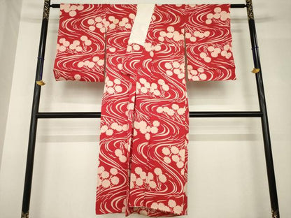 平和屋着物●アンティーク　大正ロマン　長襦袢　袷　流水花文　正絹　逸品　AABH5873ck