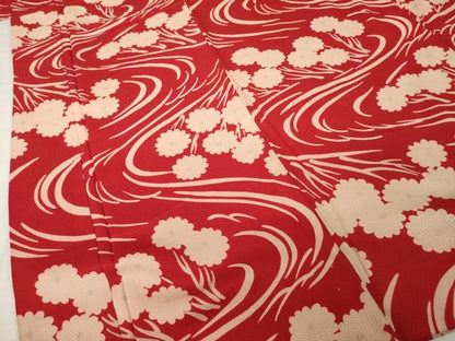 平和屋着物●アンティーク　大正ロマン　長襦袢　袷　流水花文　正絹　逸品　AABH5873ck
