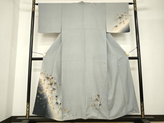平和屋着物●訪問着　手描き　葡萄蔦草文　暈し染め　金彩　正絹　逸品　未使用　AABH5874ck