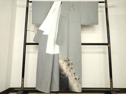 平和屋着物●訪問着　手描き　葡萄蔦草文　暈し染め　金彩　正絹　逸品　未使用　AABH5874ck