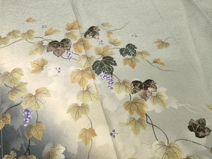 平和屋着物●訪問着　手描き　葡萄蔦草文　暈し染め　金彩　正絹　逸品　未使用　AABH5874ck