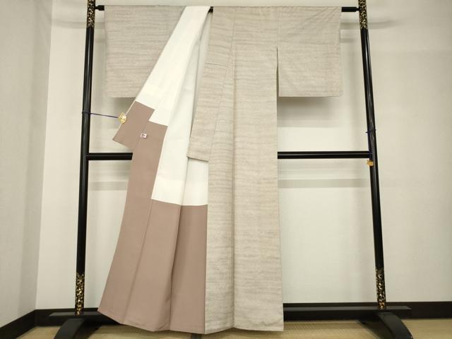 平和屋着物●上質な小紋　紬地　霞文　暈し染め　正絹　逸品　AABH5875ck