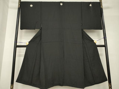 平和屋着物●男性　黒紋付　正絹　逸品　AABH5879ck