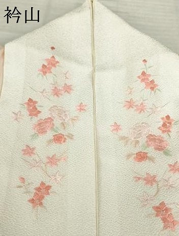 平和屋着物●長襦袢　袷　草花文　暈し染め　半衿刺繍　正絹　逸品　AABH5881ck