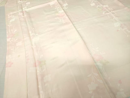 平和屋着物●長襦袢　袷　草花文　暈し染め　半衿刺繍　正絹　逸品　AABH5881ck