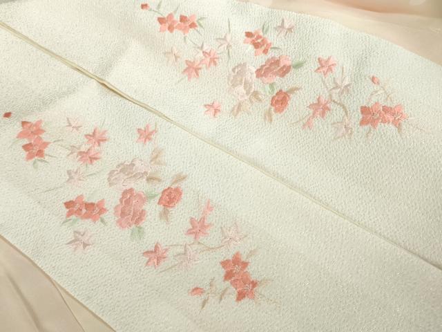平和屋着物○長襦袢 袷 草花文 暈し染め 半衿刺繍 正絹 逸品