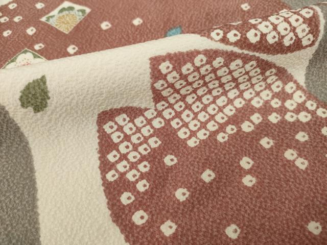 平和屋着物●上質な小紋　市松桜文　正絹　逸品　AABH5884ck 平和屋着物○上質な小紋 市松桜文 正絹 逸品 AABH5884ck