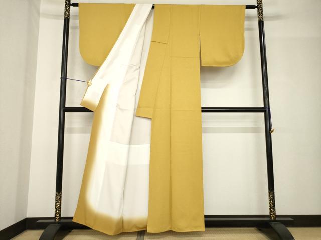 平和屋着物●上質な色無地　山吹茶色　正絹　逸品　AABH5886ck 平和屋着物○上質な色無地 山吹茶色 正絹 逸品 AABH5886ck
