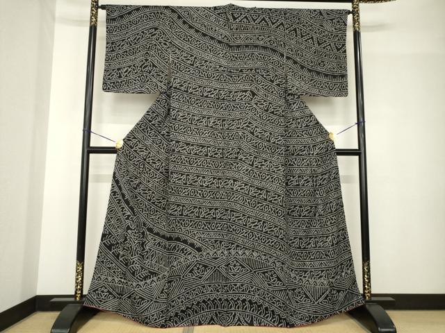 平和屋着物●訪問着　総絞り　飾花文　黒地　正絹　逸品　AABH5890ck