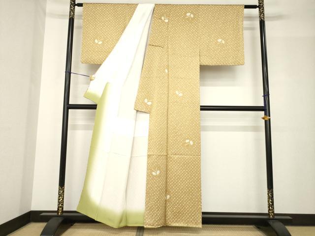 平和屋着物●上質な小紋　総絞り　舞蝶文　正絹　逸品　AABH5891ck 平和屋着物○上質な小紋 総絞り 舞蝶文 正絹 逸品 AABH5891ck