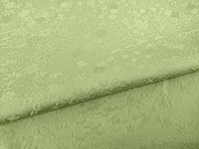 平和屋着物●上質な色無地　光琳菊地紋　黄海松茶色　正絹　逸品　AABH5892ck