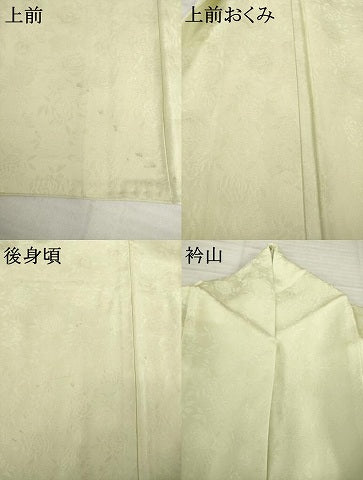 平和屋着物●上質な色無地　薔薇地紋　白橡色　正絹　逸品　AABH5893ck