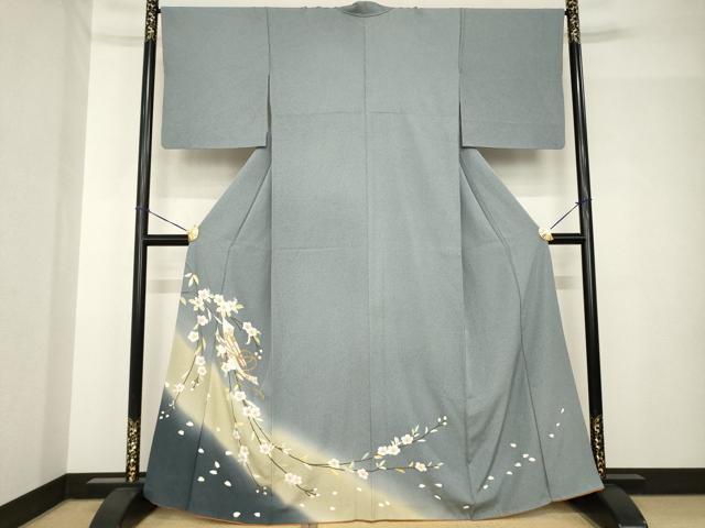 平和屋着物●訪問着　枝花文　暈し染め　正絹　逸品　AABH5895ck