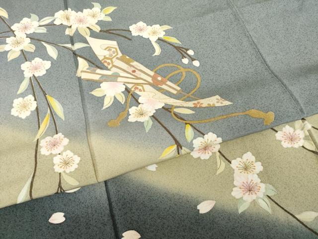 平和屋着物●訪問着　枝花文　暈し染め　正絹　逸品　AABH5895ck
