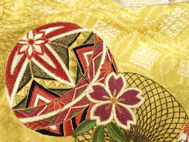 平和屋着物●豪華振袖　駒刺繍　花毬文　金彩　正絹　逸品　AABH5896ck 平和屋着物○豪華振袖 駒刺繍 花毬文 金彩 正絹 逸品 AABH5896ckの通販