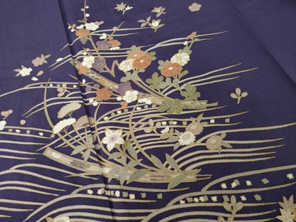 平和屋着物●京友禅　岡山工芸　岡山耕三　訪問着　短冊草花文　正絹　逸品　AABH5897ck