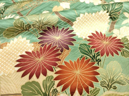 平和屋着物●豪華振袖　駒刺繍　風景花文　暈し染め　金彩　鈴乃屋扱い　正絹　逸品　AABH5898ck
