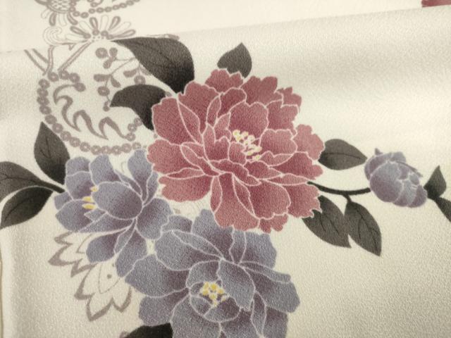 平和屋着物●小紋　飾花文　洗える着物　未使用　AABH5900ck