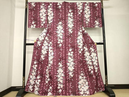 平和屋着物●小紋　花蝶間道　洗える着物　未使用　AABH5901ck