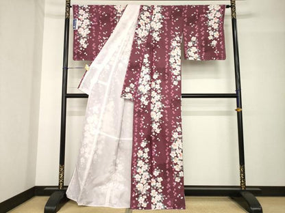 平和屋着物●小紋　花蝶間道　洗える着物　未使用　AABH5901ck