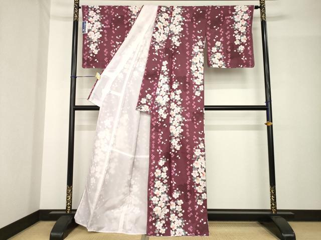 平和屋着物●小紋　花蝶間道　洗える着物　未使用　AABH5901ck
