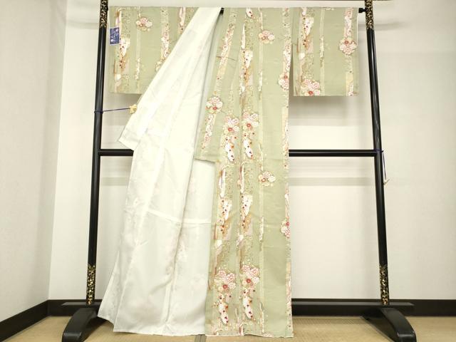 平和屋着物●小紋　雪輪花文　洗える着物　未使用　AABH5902ck