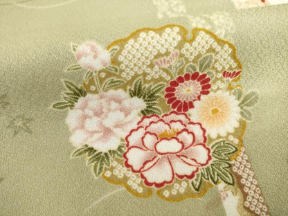 平和屋着物●小紋　雪輪花文　洗える着物　未使用　AABH5902ck