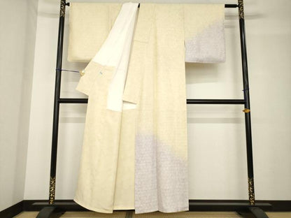 平和屋着物●訪問着　お召地　七宝花尽くし　暈し染め　正絹　逸品　AABH5903ck