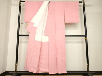 平和屋着物●上質な色無地　風景花地紋　薄紅色　正絹　逸品　未使用　AABH5905ck