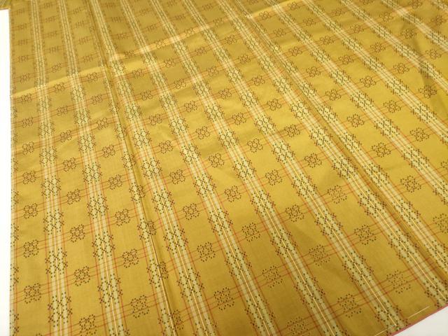 平和屋着物●花織　紬　格子　正絹　逸品　AABH5906ck