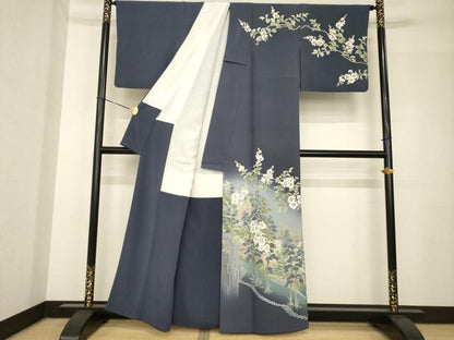 平和屋着物●本加賀友禅作家　三口章　訪問着　風景樹林文　暈し染め　ますいわ屋扱い　正絹　逸品　AABH5907ck