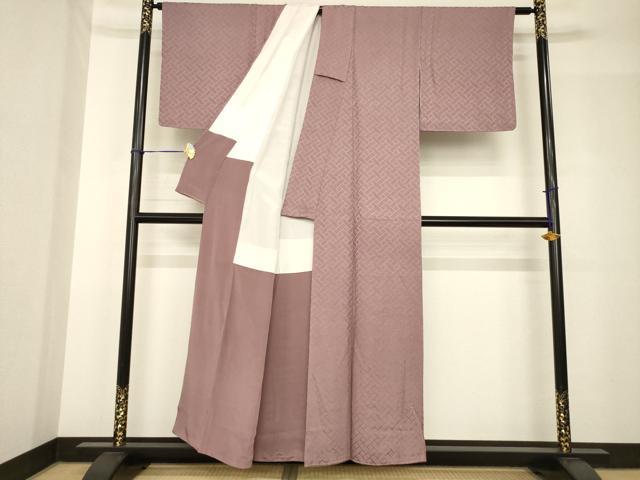 平和屋着物●上質な色無地　花籬地紋　鴇浅葱色　正絹　逸品　AABH5908ck