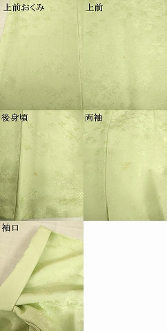 平和屋着物●上質な色無地　草木地紋　若菜色　正絹　逸品　AABH5909ck