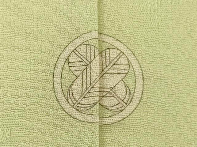 平和屋着物●上質な色無地　草木地紋　若菜色　正絹　逸品　AABH5909ck