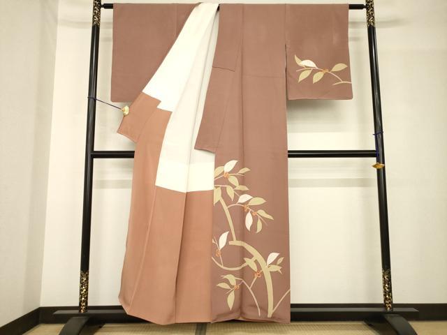 平和屋着物●訪問着　作家物　南天文　ろうけつ染　正絹　逸品　AABH5911ck 平和屋着物○訪問着 作家物 南天文 ろうけつ染 正絹 逸品 AABH5911ck