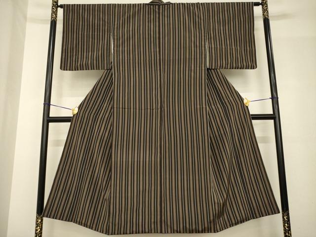 平和屋着物●お召　縞　正絹　逸品　AABH5913ck 平和屋着物○お召 縞 正絹 逸品 AABH5913ck