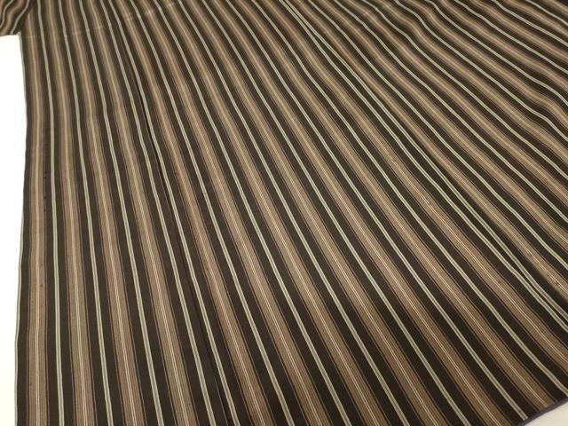 平和屋着物○お召 縞 正絹 逸品 AABH5913ck