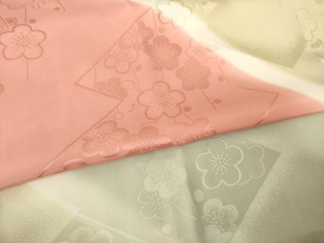 平和屋着物●振袖用長襦袢　無双仕立て　斜縞　枝梅地紋　暈し染め　正絹　逸品　AABH5914ck