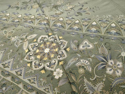 平和屋着物●訪問着　友禅　刺繍　更紗花文　金彩　正絹　逸品　AABH5917ck