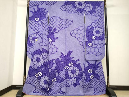 平和屋着物●豪華振袖　総絞り　吉祥花文　正絹　逸品　AABH5918ck