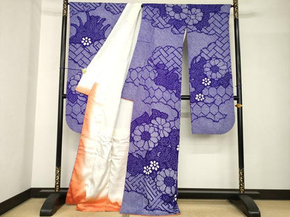 平和屋着物●豪華振袖　総絞り　吉祥花文　正絹　逸品　AABH5918ck