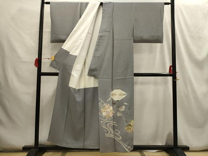 平和屋着物■色留訪問着 双鶴梅松文 正絹 逸品 AABH5930sx