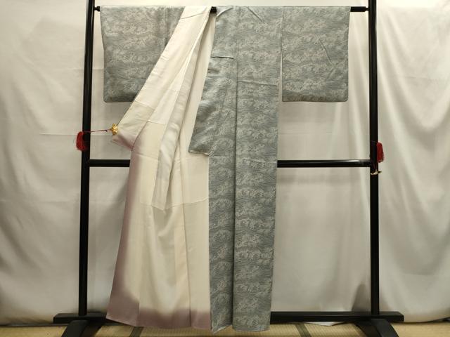 平和屋着物■上質な小紋 流水草花文 正絹 逸品 AABH5933sx