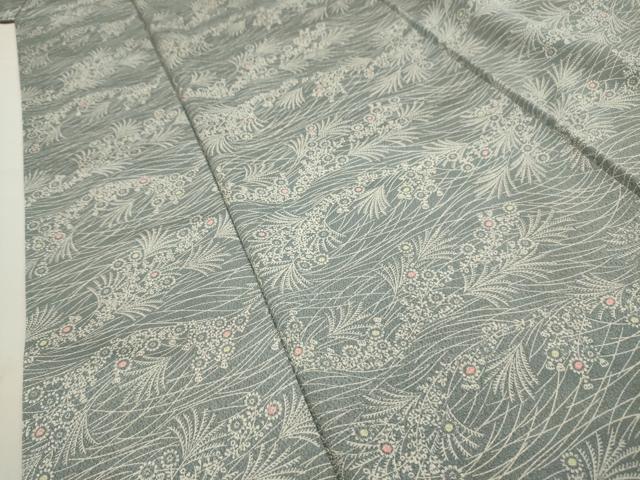 平和屋着物■上質な小紋 流水草花文 正絹 逸品 AABH5933sx