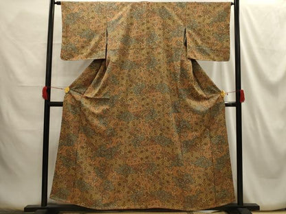 平和屋着物■上質な小紋 更紗花文 正絹 逸品 AABH5934sx
