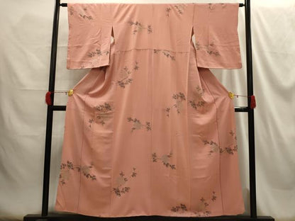平和屋着物■上質な小紋 枝花文 銀糸 正絹 逸品 AABH5937sx
