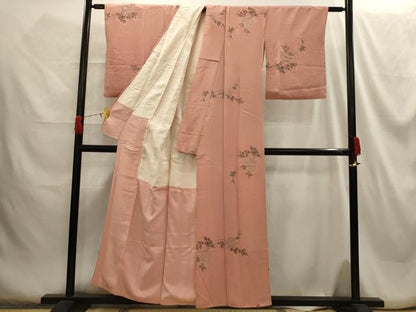 平和屋着物■上質な小紋 枝花文 銀糸 正絹 逸品 AABH5937sx