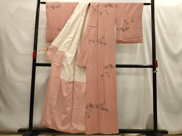 平和屋着物■上質な小紋 枝花文 銀糸 正絹 逸品 AABH5937sx